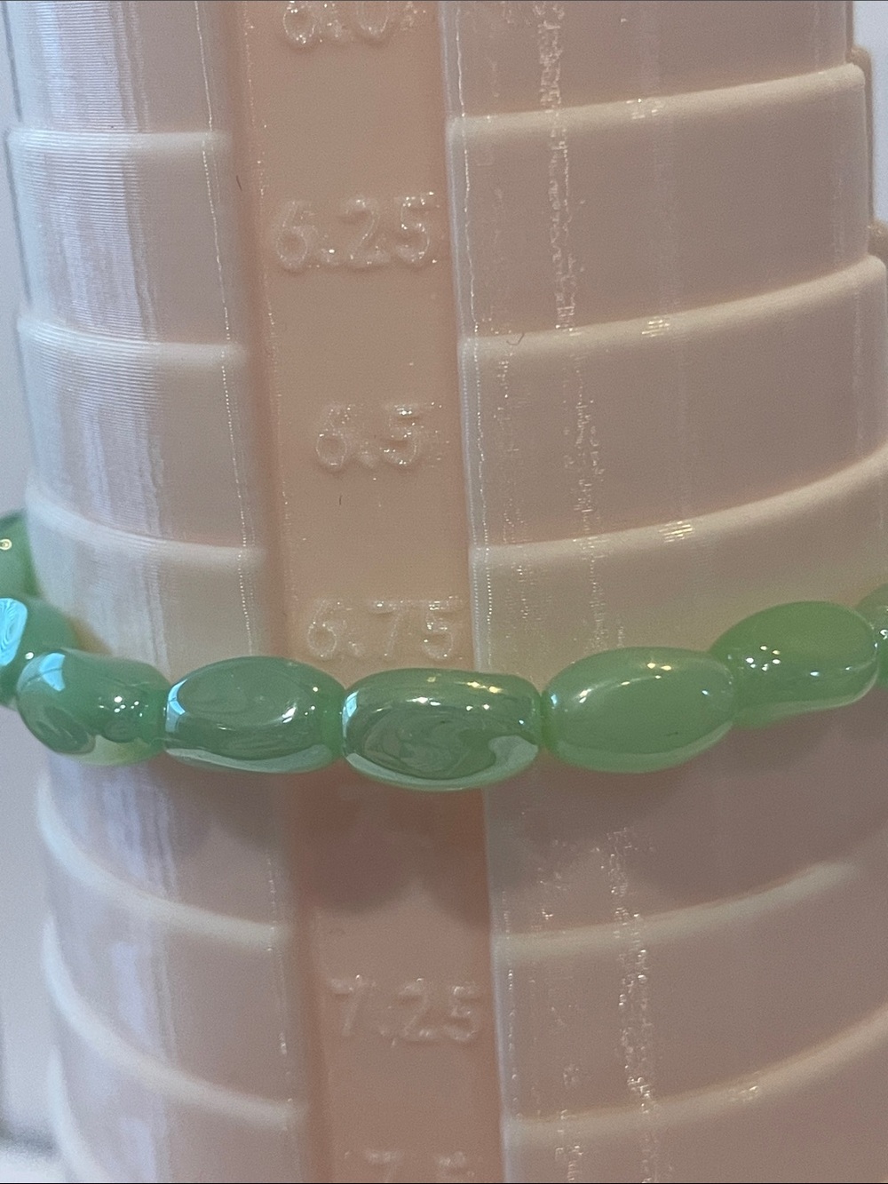 Green Beaded Stretch Bracelet with Gold Accent - Picture 2 of 2